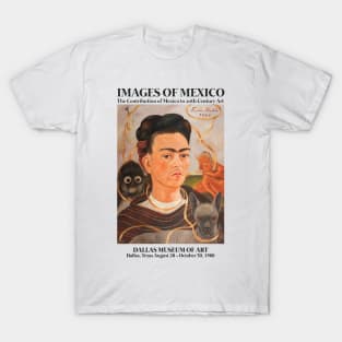 Frida Kahlo Exhibition Art Poster - "Self-Portrait with Monkey" 1988 T-Shirt